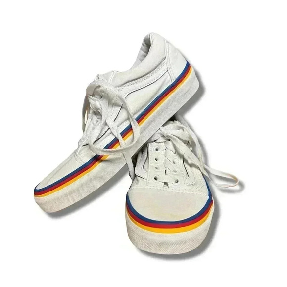 Vans Shoes - Vans Old Skool Unisex Sneakers White Rainbow Foxing Size 4 men 5.5 women